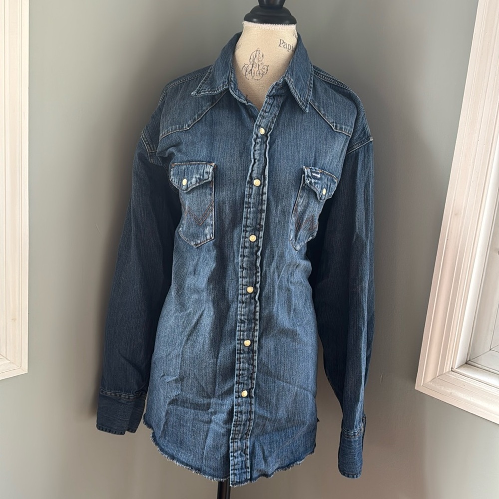 Wrangler denim western pearl snap shirt EuC size XXL (men’s)